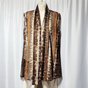 Vintage Coldwater Creek Brown, Rust, Cream & Pink Kimono Wrap Women's (S*)